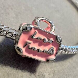 Pink Travel‎ Bag Charm fits PANDORA